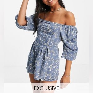 Missguided Blue Floral Romper